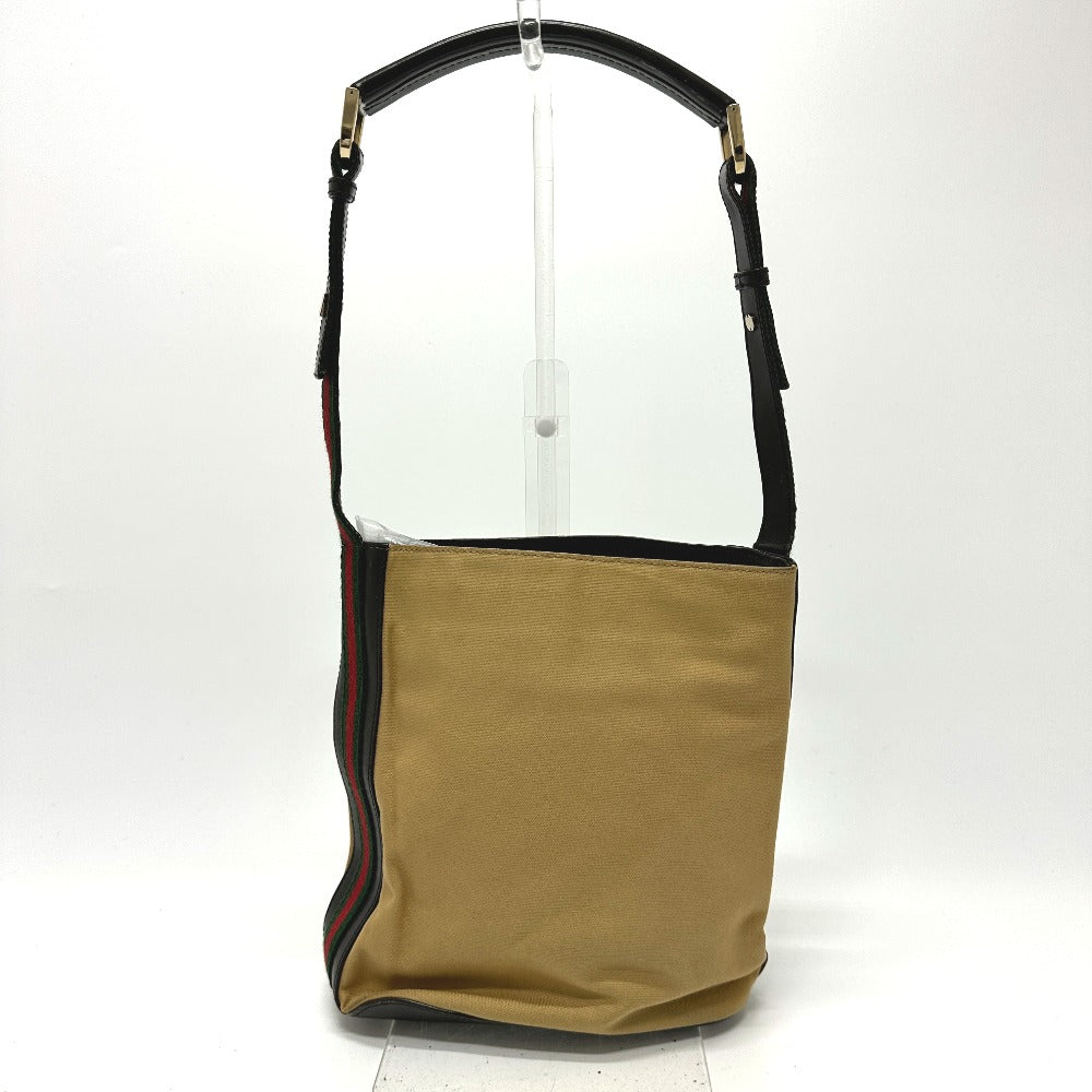 GUCCI Shoulder Bag 001・4286 Leather / canvas beige vintage Sherry line