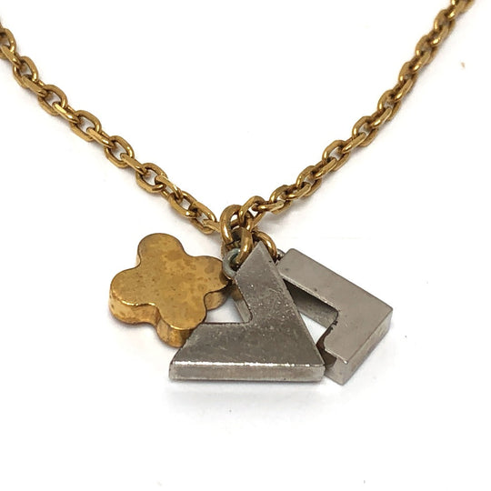 LOUIS VUITTON Necklace M67068 metal gold accessories rhinestones Pandantif Love Letters Women Used Authentic