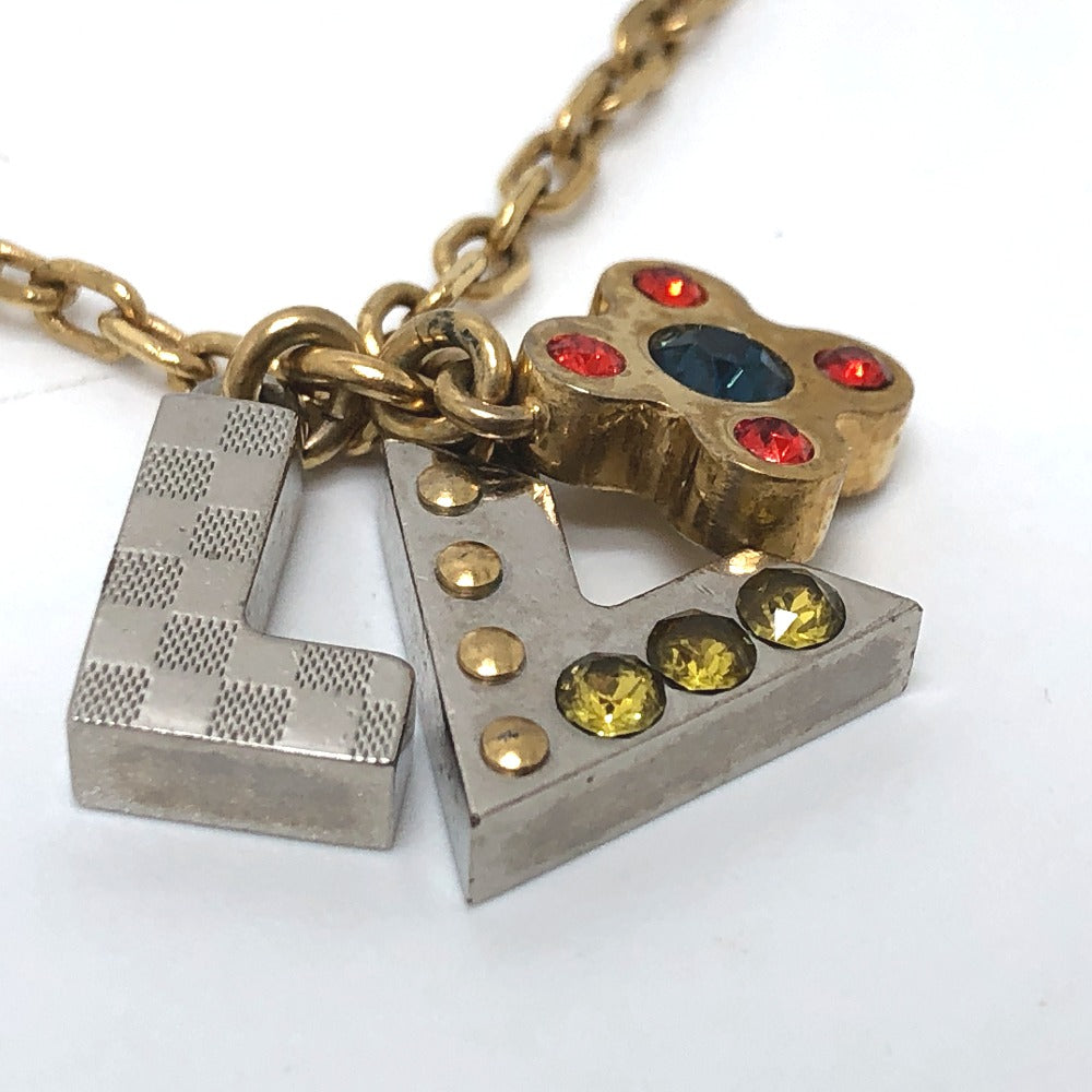 LOUIS VUITTON Necklace M67068 metal gold accessories rhinestones Pandantif Love Letters Women Used Authentic