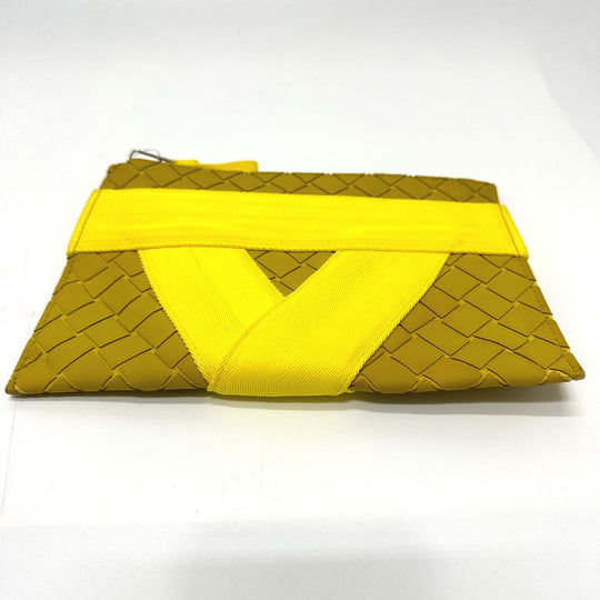 BOTTEGAVENETA Clutch bag leather yellow INTRECCIATO mens Used Authentic