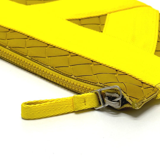 BOTTEGAVENETA Clutch bag leather yellow INTRECCIATO mens Used Authentic