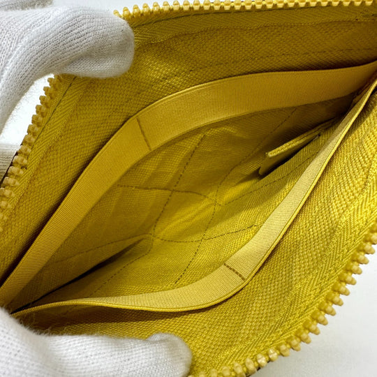 BOTTEGAVENETA Clutch bag leather yellow INTRECCIATO mens Used Authentic