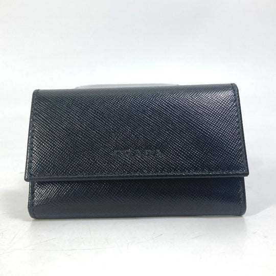 PRADA Key case Key holder  M25U saffiano leather black key logo mens Used Authentic