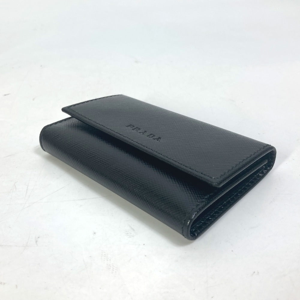 PRADA Key case Key holder  M25U saffiano leather black key logo mens Used Authentic