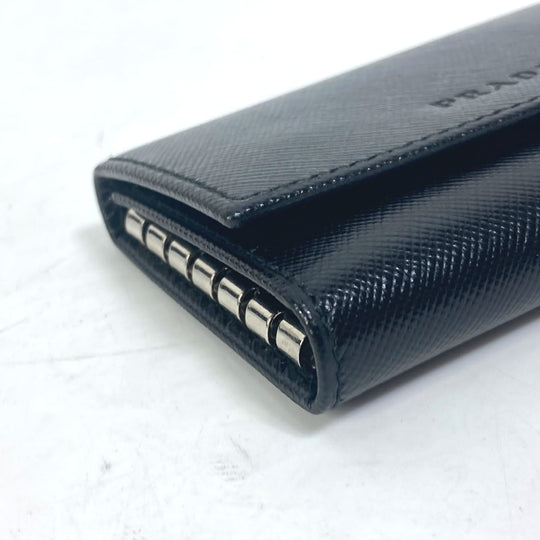 PRADA Key case Key holder  M25U saffiano leather black key logo mens Used Authentic