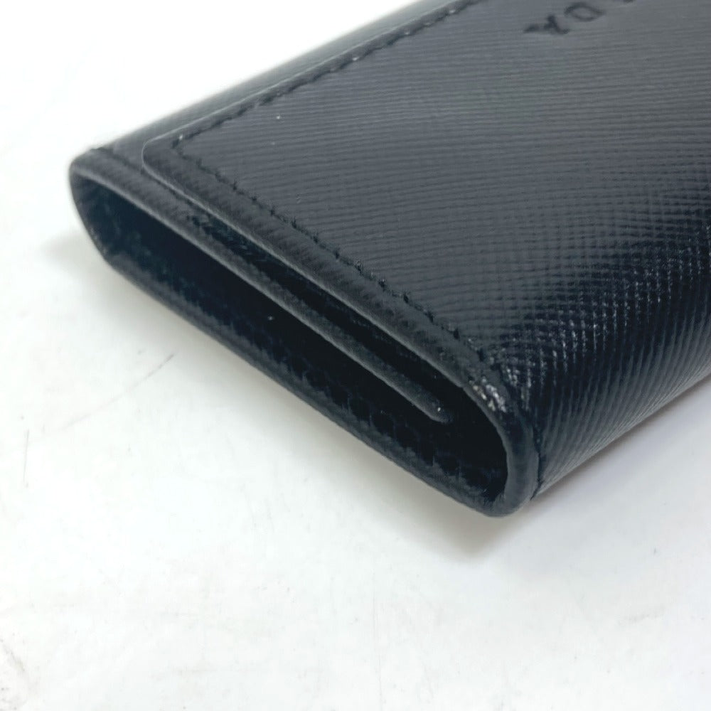 PRADA Key case Key holder  M25U saffiano leather black key logo mens Used Authentic