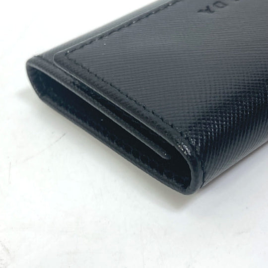 PRADA Key case Key holder  M25U saffiano leather black key logo mens Used Authentic
