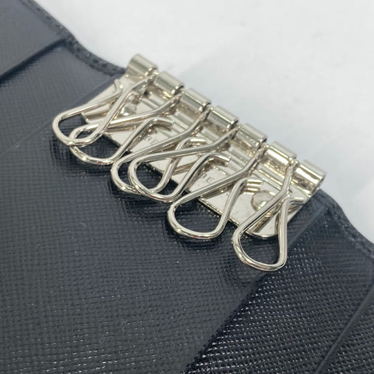 PRADA Key case Key holder  M25U saffiano leather black key logo mens Used Authentic