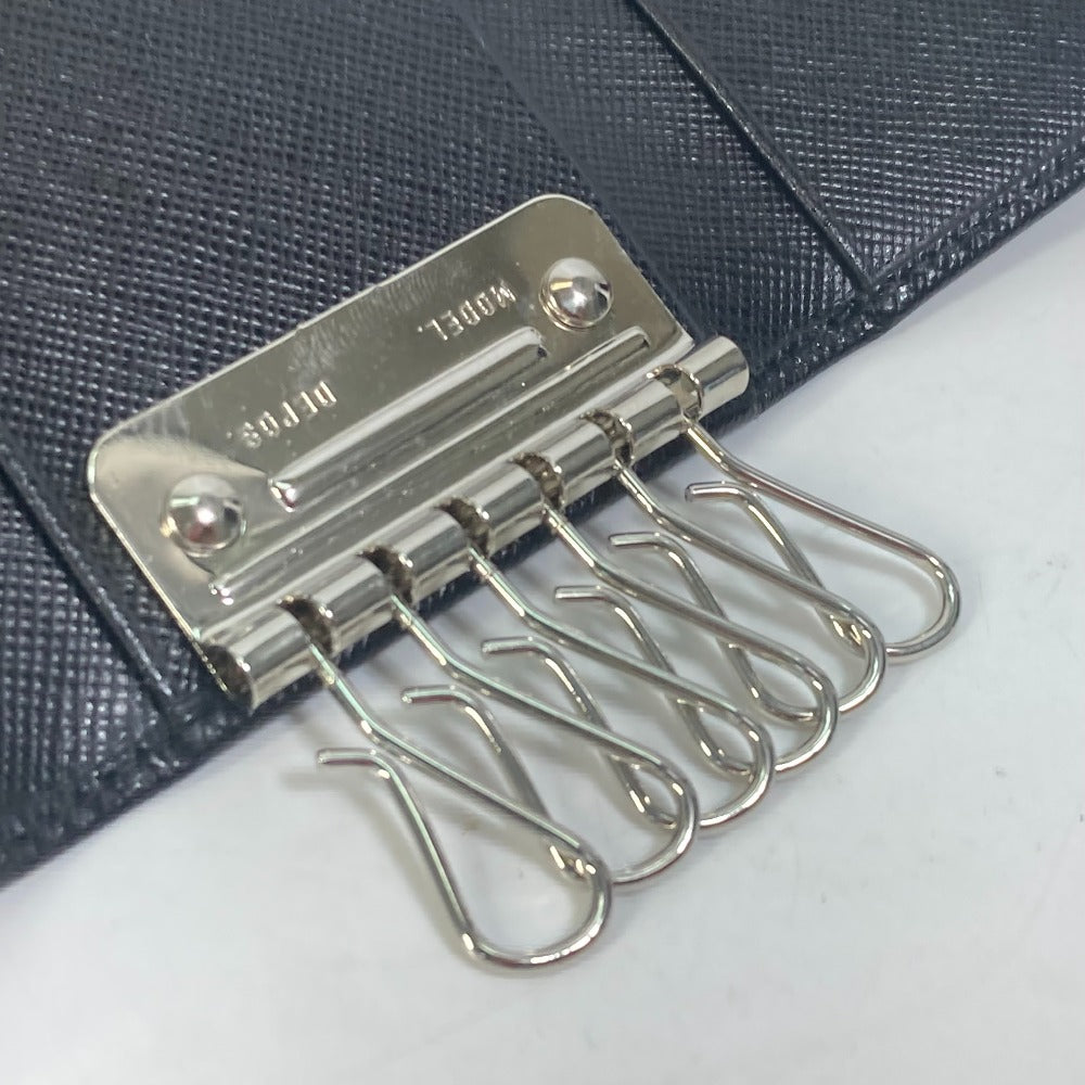 PRADA Key case Key holder  M25U saffiano leather black key logo mens Used Authentic
