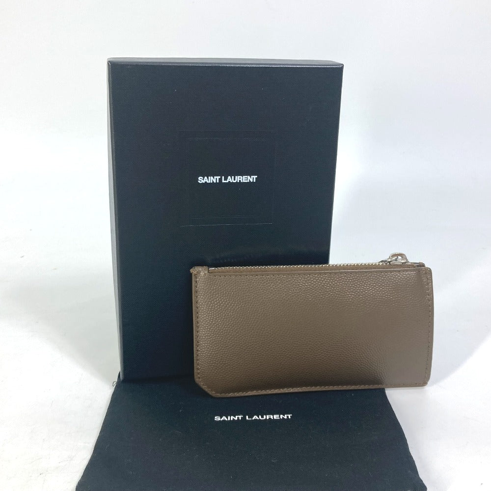 SAINT LAURENT PARIS Coin case 609362 leather Brown Compact wallet Fragment case mens Used Authentic