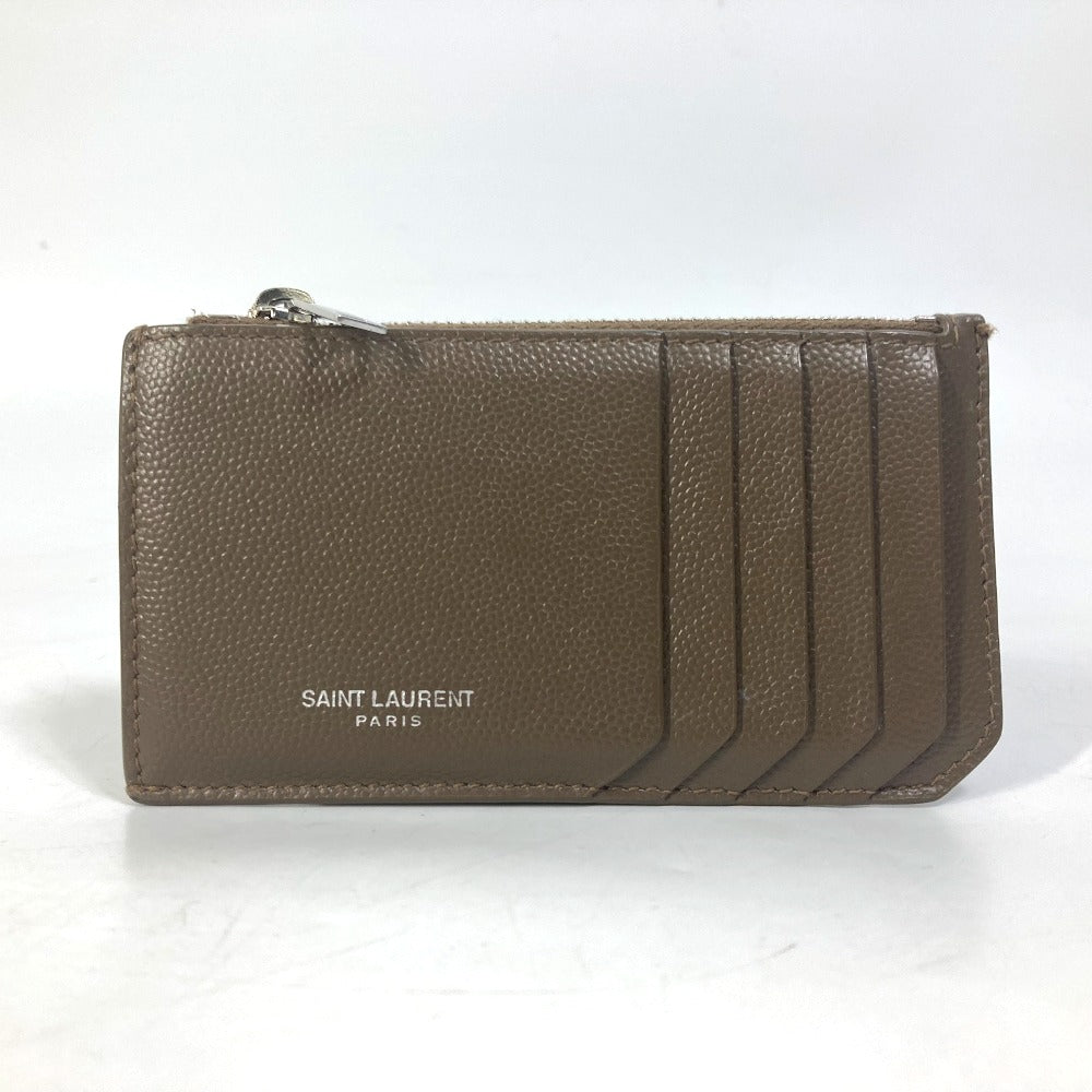 SAINT LAURENT PARIS Coin case 609362 leather Brown Compact wallet Fragment case mens Used Authentic