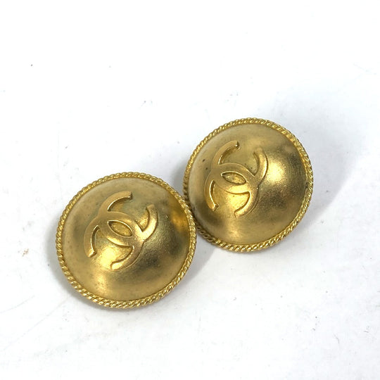 CHANEL Earring metal gold 95P logo CC COCO Mark Round Women Used Authentic
