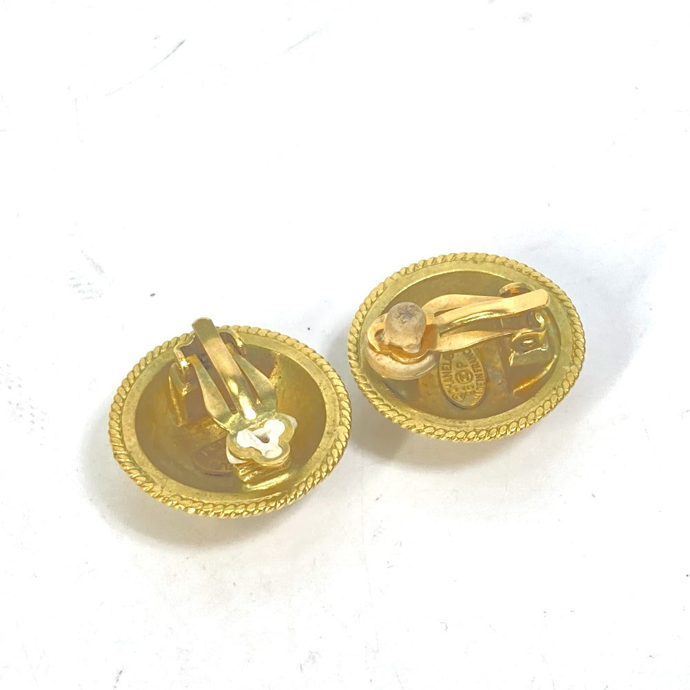 CHANEL Earring metal gold 95P logo CC COCO Mark Round Women Used Authentic