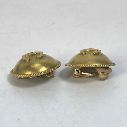 CHANEL Earring metal gold 95P logo CC COCO Mark Round Women Used Authentic
