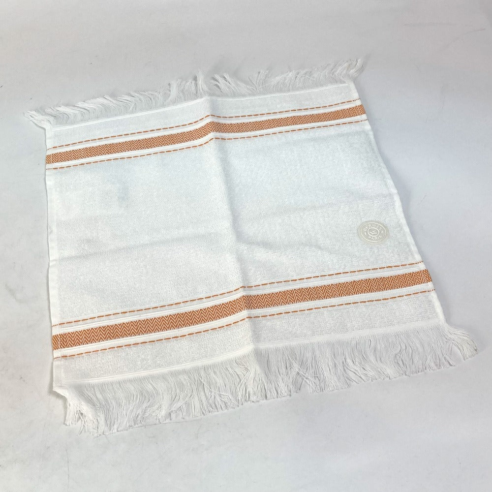 HERMES towel cotton white Hand towel fringe