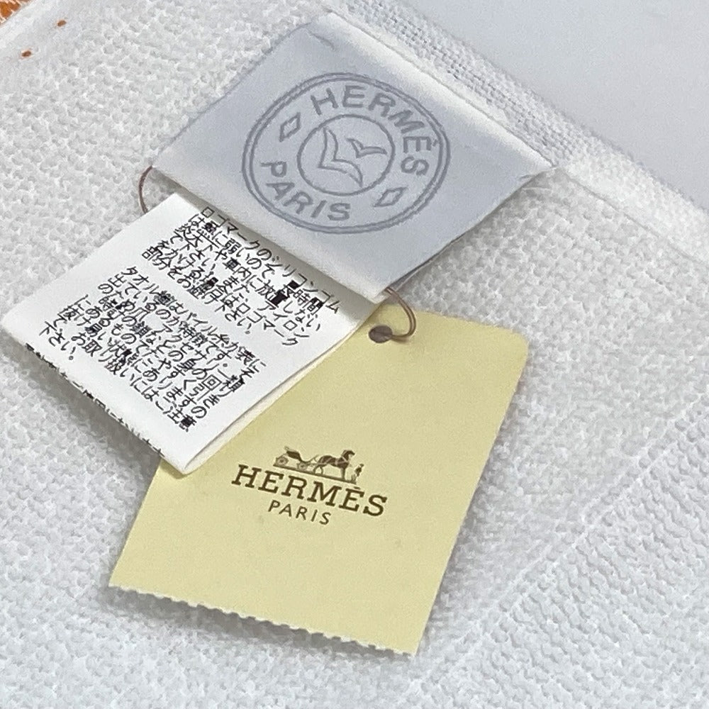 HERMES towel cotton white Hand towel fringe