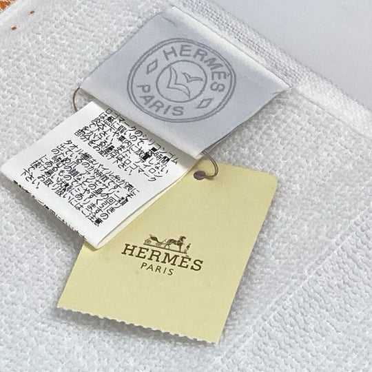 HERMES towel cotton white Hand towel fringe