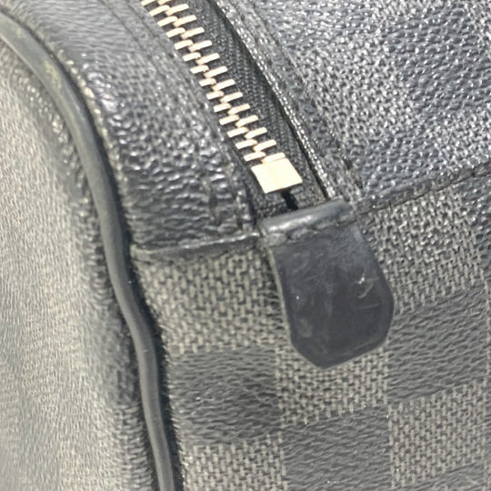 LOUIS VUITTON Pouch N47625 Damier Grafitto Canvas black Damier Grafitte C Cracking pouch mens Used Authentic