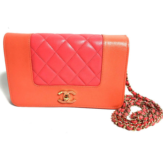 CHANEL Shoulder Bag A80972 leather pink CC COCO Mark Matelasse Bicolor Mademoiselle Women Used Authentic