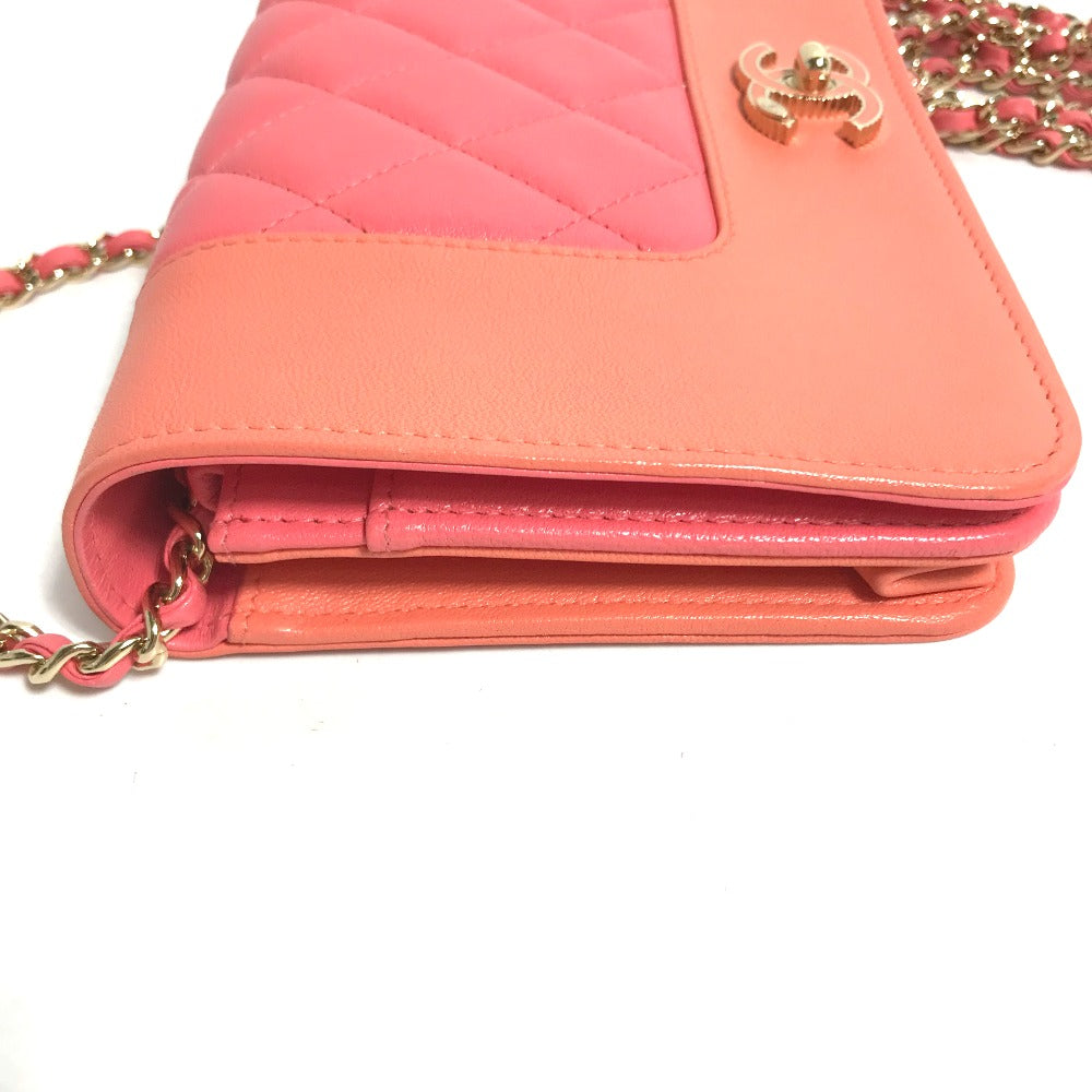 CHANEL Shoulder Bag A80972 leather pink CC COCO Mark Matelasse Bicolor Mademoiselle Women Used Authentic
