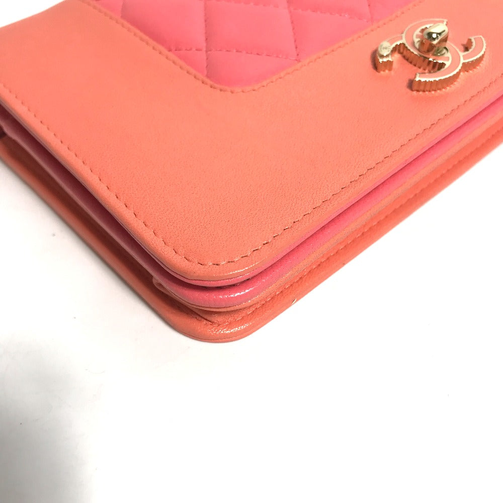 CHANEL Shoulder Bag A80972 leather pink CC COCO Mark Matelasse Bicolor Mademoiselle Women Used Authentic