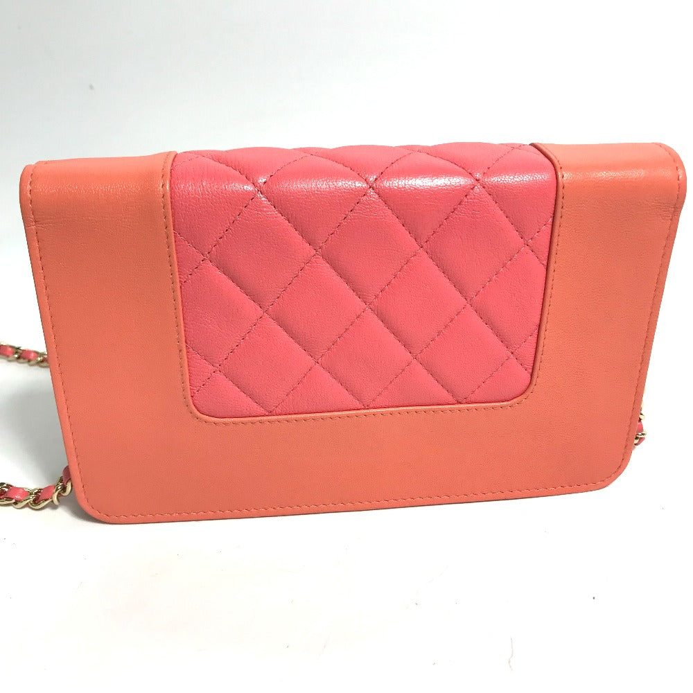 CHANEL Shoulder Bag A80972 leather pink CC COCO Mark Matelasse Bicolor Mademoiselle Women Used Authentic