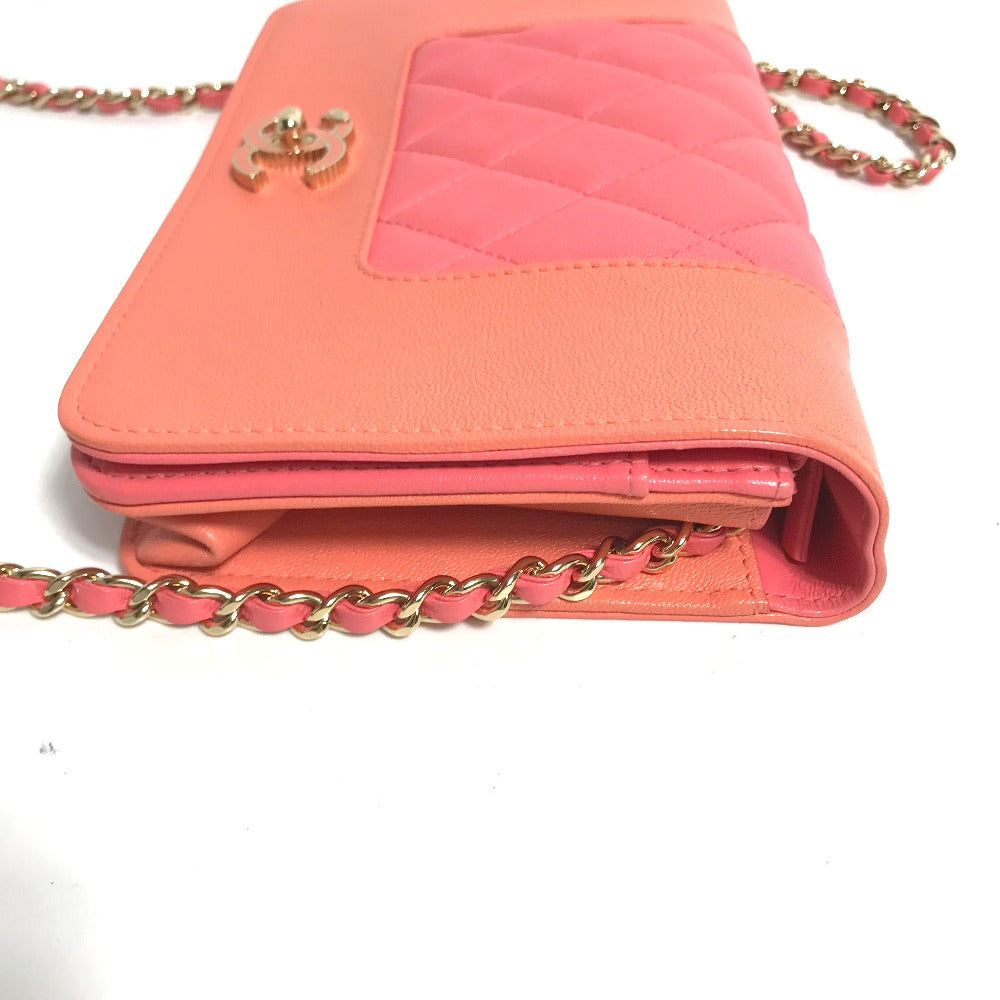 CHANEL Shoulder Bag A80972 leather pink CC COCO Mark Matelasse Bicolor Mademoiselle Women Used Authentic
