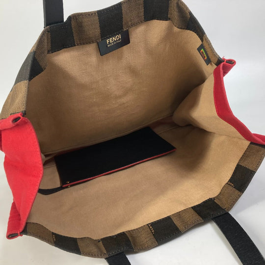 FENDI Tote Bag 8BH252 Leather / canvas Brown Shoulder Bag Shoulder Bag Pecan mens Used Authentic