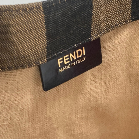 FENDI Tote Bag 8BH252 Leather / canvas Brown Shoulder Bag Shoulder Bag Pecan mens Used Authentic