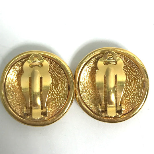 CHANEL Earring metal gold 93P CC COCO Mark 4 Rounds Women Used Authentic