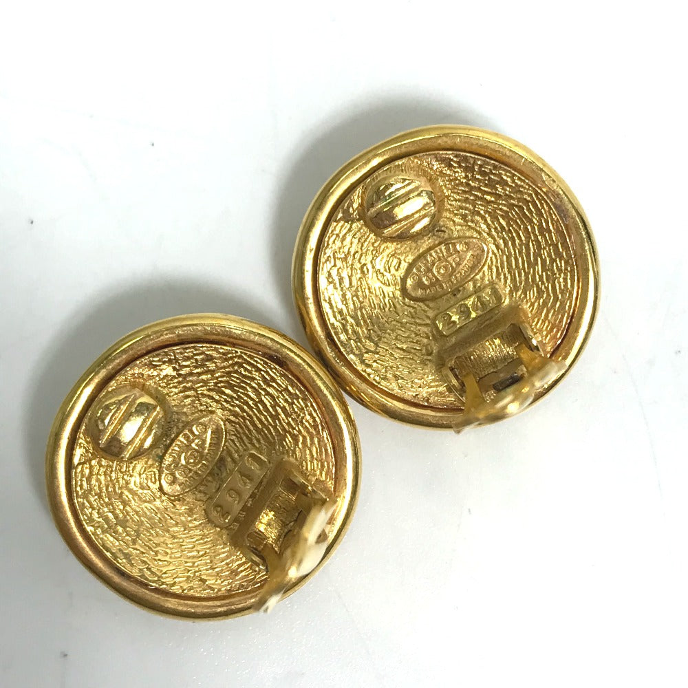 CHANEL Earring metal gold 93P CC COCO Mark 4 Rounds Women Used Authentic