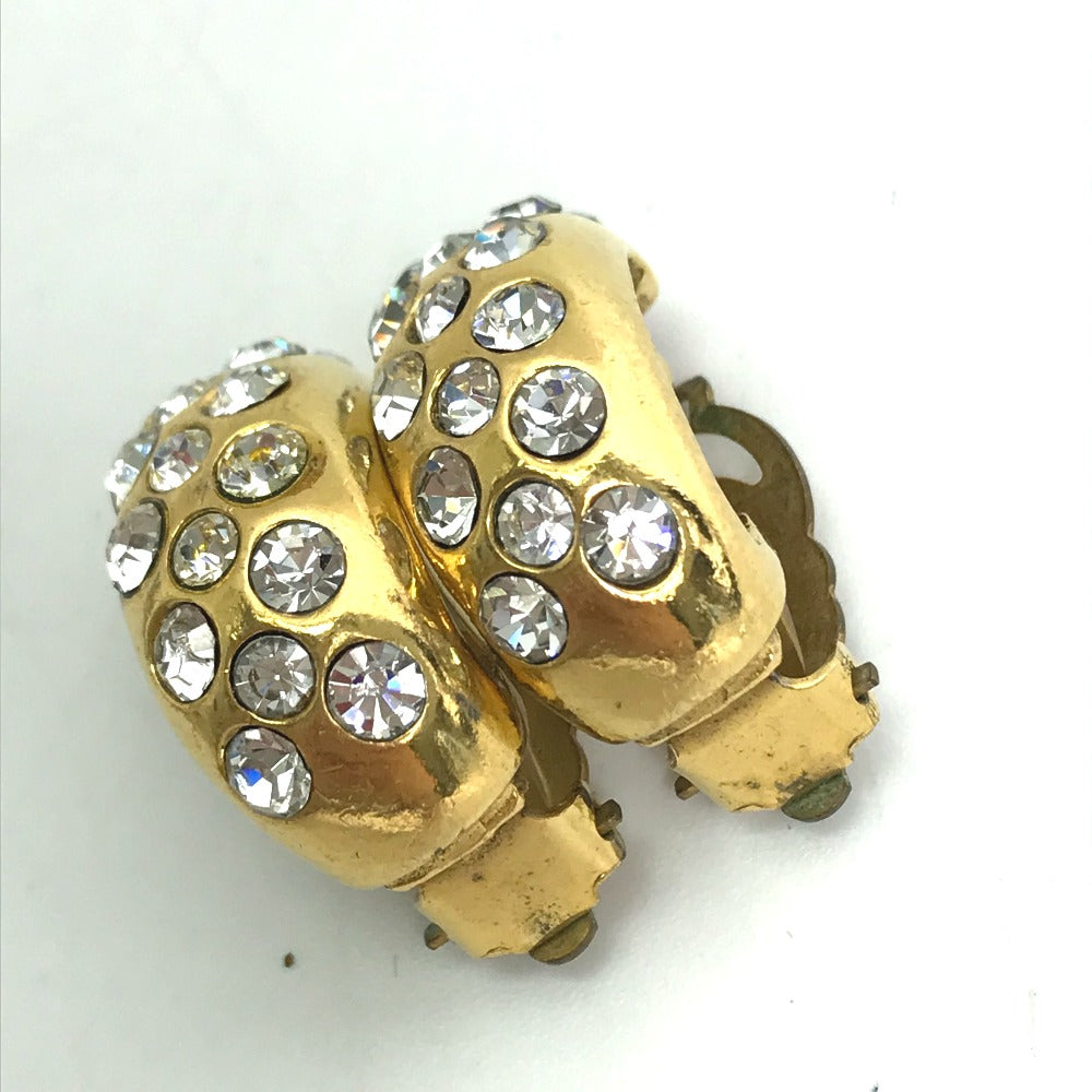 CHANEL Earring metal gold vintage Rhinestone Women Used Authentic