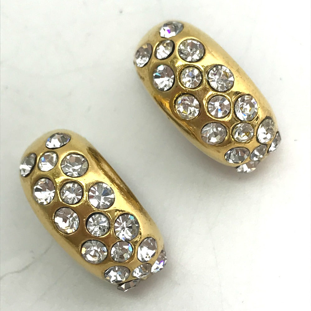 CHANEL Earring metal gold vintage Rhinestone Women Used Authentic