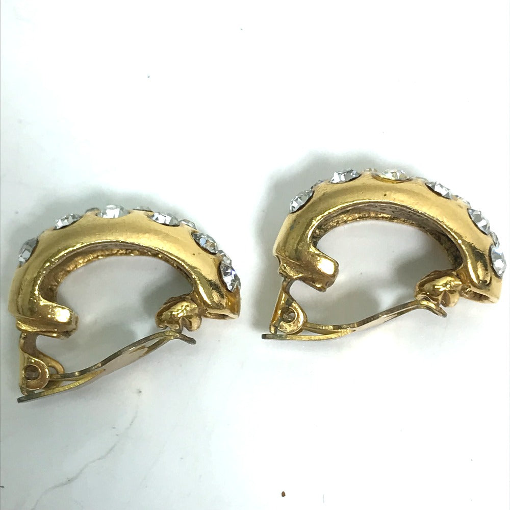 CHANEL Earring metal gold vintage Rhinestone Women Used Authentic