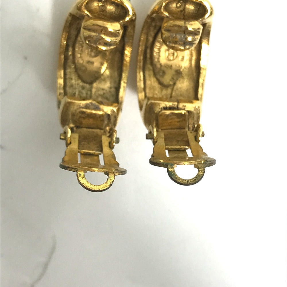 CHANEL Earring metal gold vintage Rhinestone Women Used Authentic