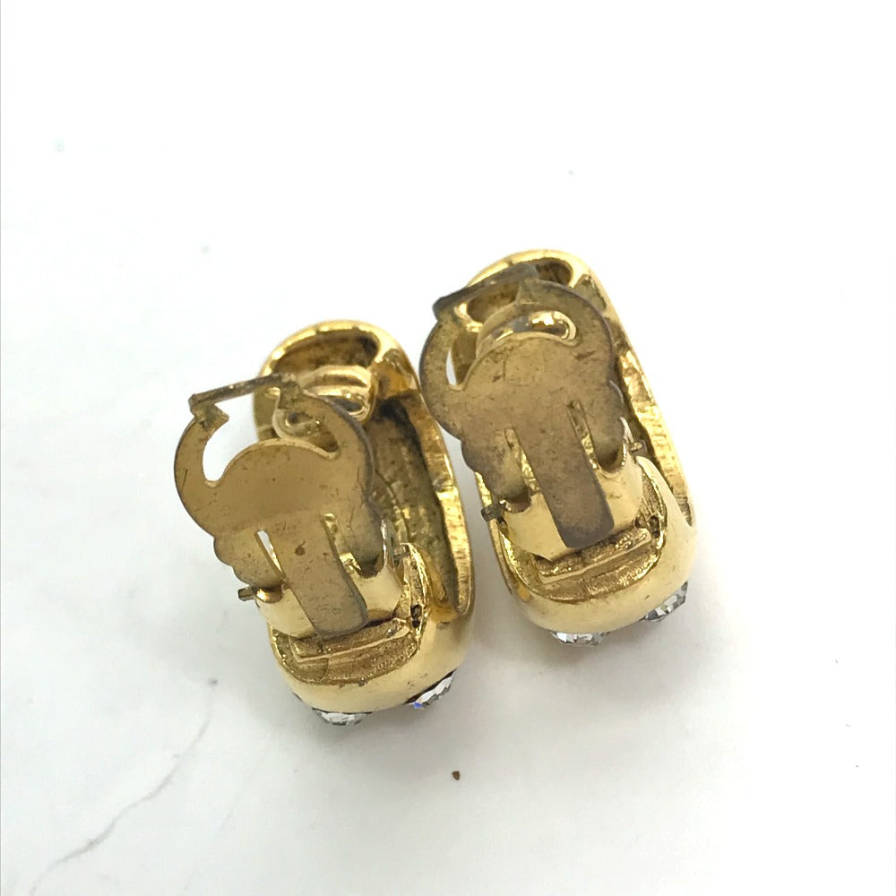 CHANEL Earring metal gold vintage Rhinestone Women Used Authentic