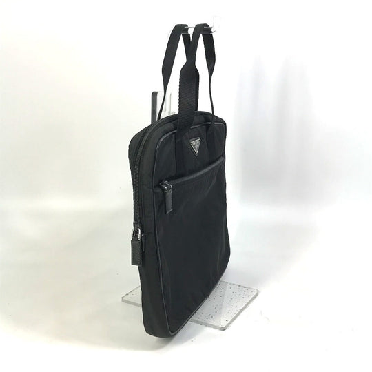 PRADA Business bag Nylon black Bag Triangle logo plate mens Used Authentic