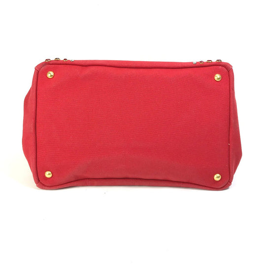PRADA Tote Bag canvas Red Triangle logo plate Canapa GM Bijou