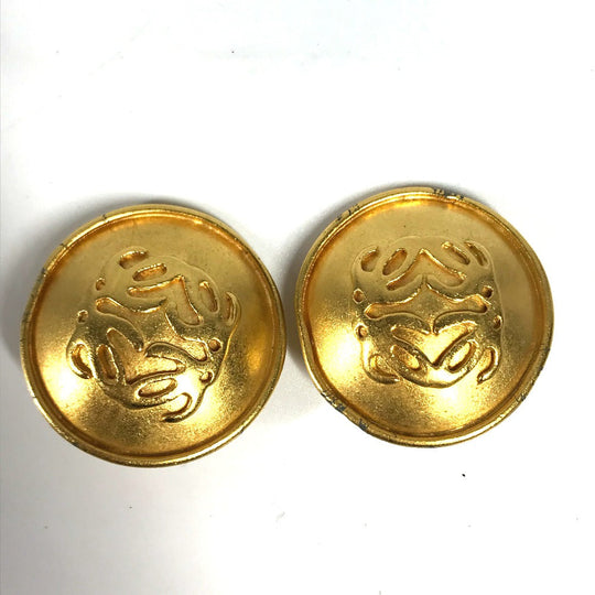 LOEWE Earring metal gold vintage anagram Women Used Authentic