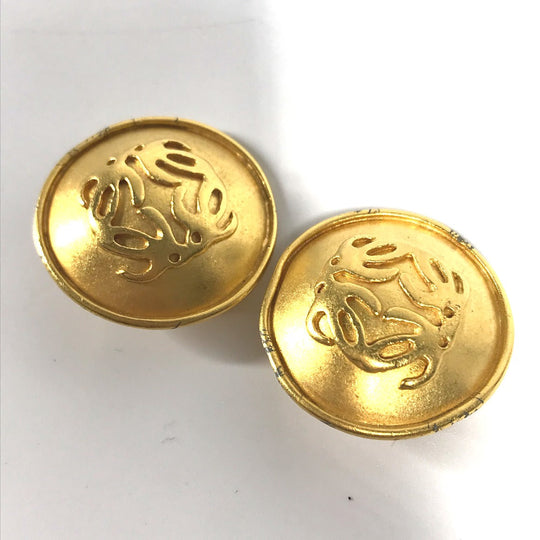 LOEWE Earring metal gold vintage anagram Women Used Authentic