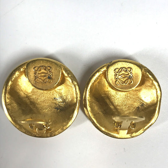 LOEWE Earring metal gold vintage anagram Women Used Authentic