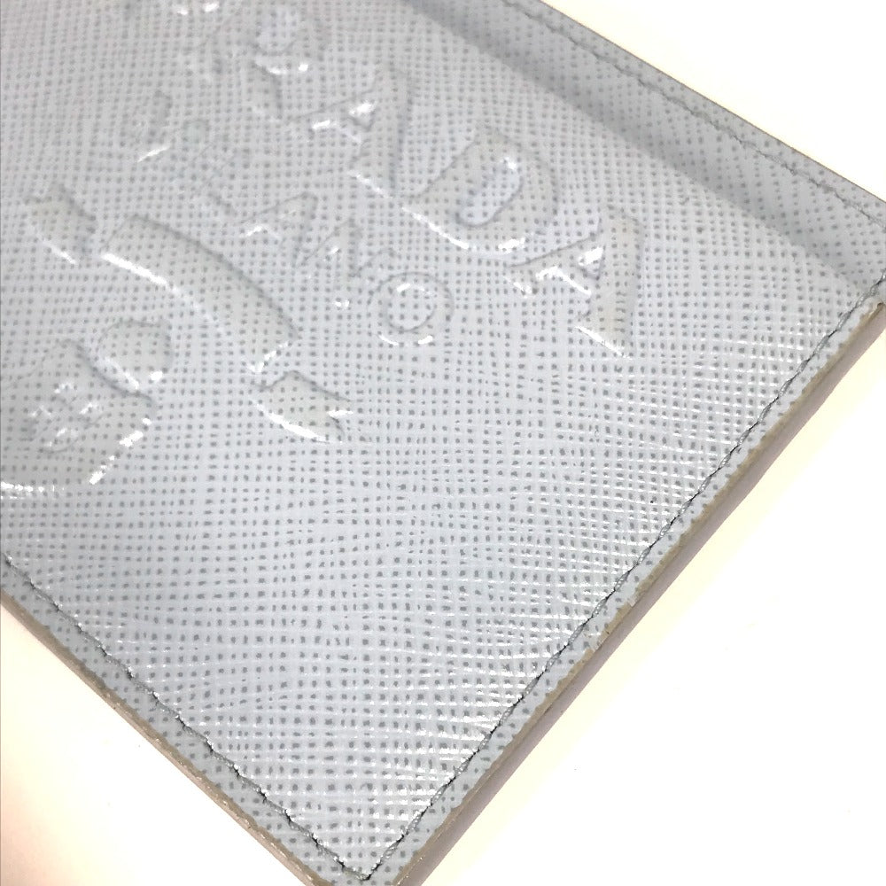 PRADA Card Case leather Light blue Embossed logo Women Used Authentic