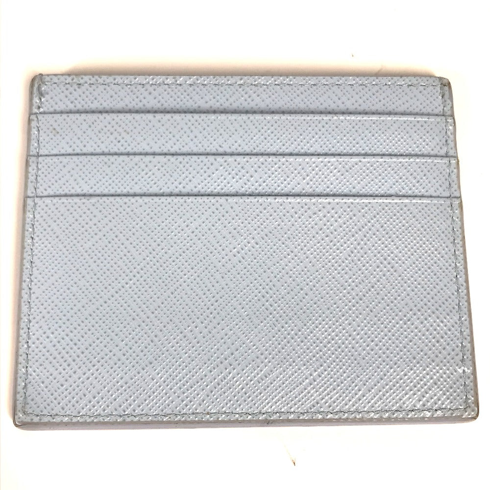 PRADA Card Case leather Light blue Embossed logo Women Used Authentic