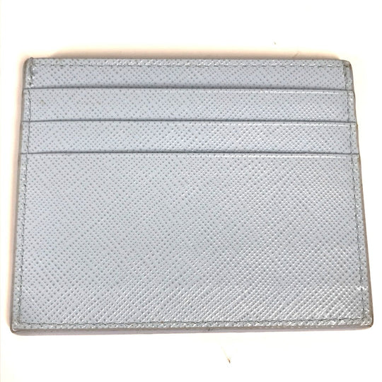 PRADA Card Case leather Light blue Embossed logo Women Used Authentic