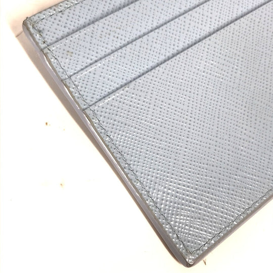 PRADA Card Case leather Light blue Embossed logo Women Used Authentic