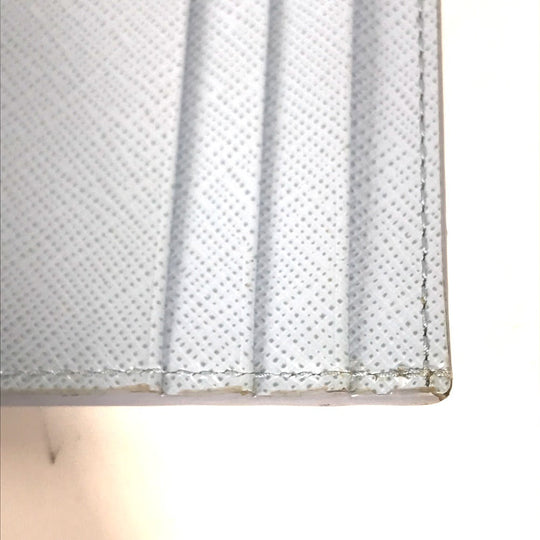 PRADA Card Case leather Light blue Embossed logo Women Used Authentic