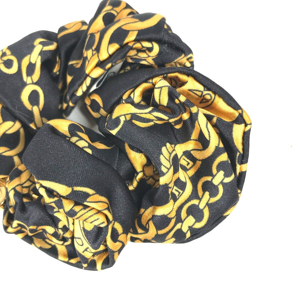 CELINE hair accessory silk black Triomphe ChainPattern Women Used Authentic