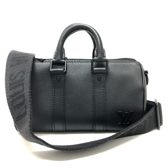 LOUIS VUITTON Boston Duffel bag M80950 Taurillon Clemence Leather black Aerogram Keepall XS Women Used Authentic