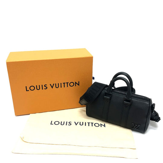 LOUIS VUITTON Boston Duffel bag M80950 Taurillon Clemence Leather black Aerogram Keepall XS Women Used Authentic