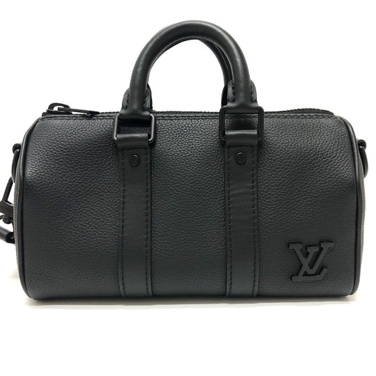 LOUIS VUITTON Boston Duffel bag M80950 Taurillon Clemence Leather black Aerogram Keepall XS Women Used Authentic
